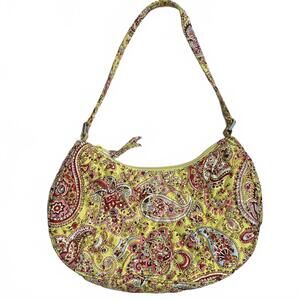 Vera Bradley Pistachio Paisley Silk Crescent Shoulder Bag